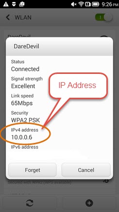 Appium Wifi settings IP Address