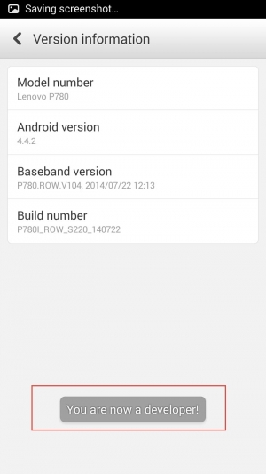 Developer Options enable on Android device