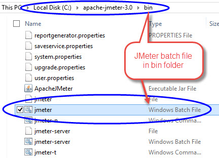 Apache JMeter bat file location