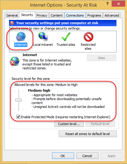 Zone level settings for IE driver