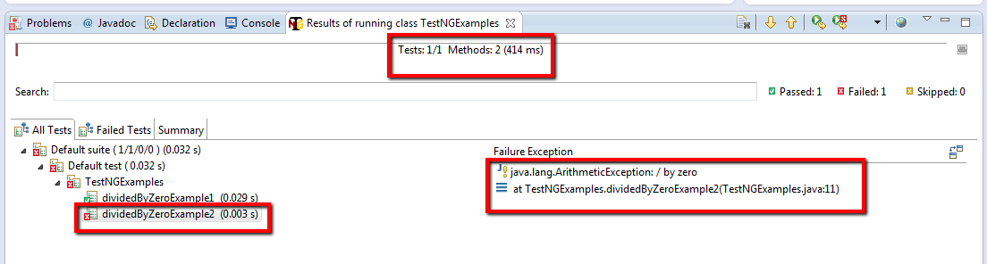 exception test in TestNG
