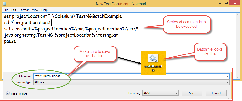 TestNg Batch File creation